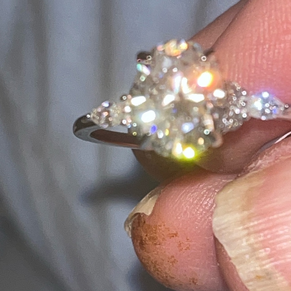 Sterling silver moissanite engagement ring